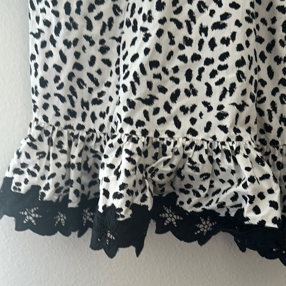 Rebecca Taylor Black and White Patterned Dress with Lace Trim - Picture 8 of 10